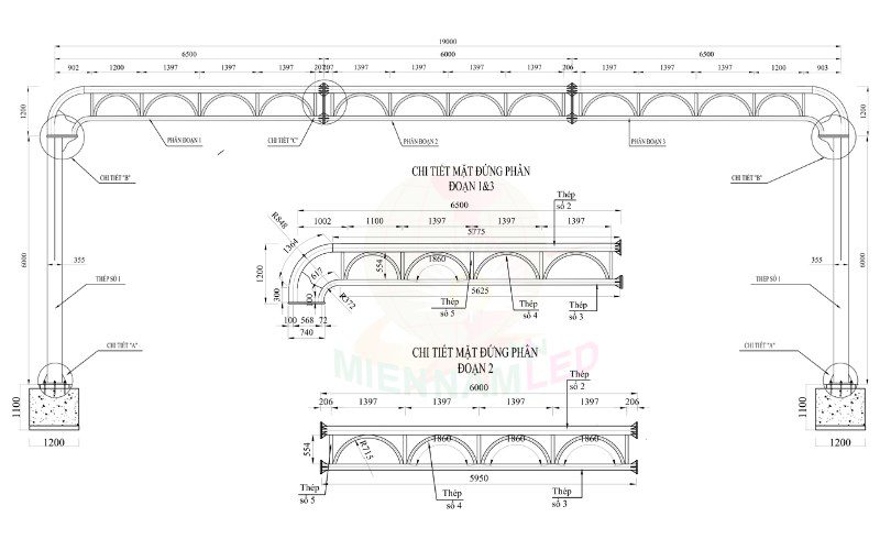 Bản vẽ giá long môn cao 7,2m; ngang 19m