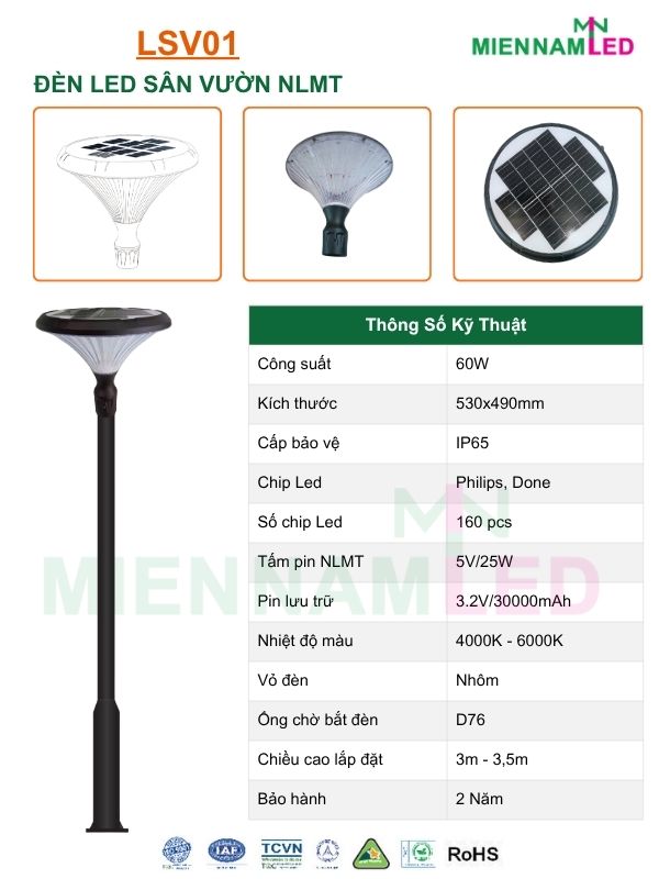 đèn led sân vườn năng lượng