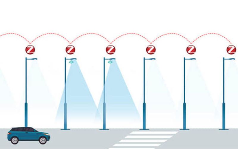 khoảng cách giữa các cột đèn chiếu sáng