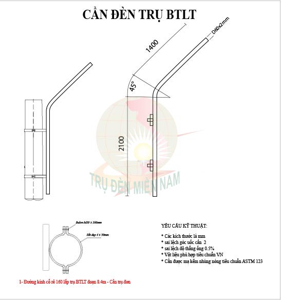 cần đèn gắn tường