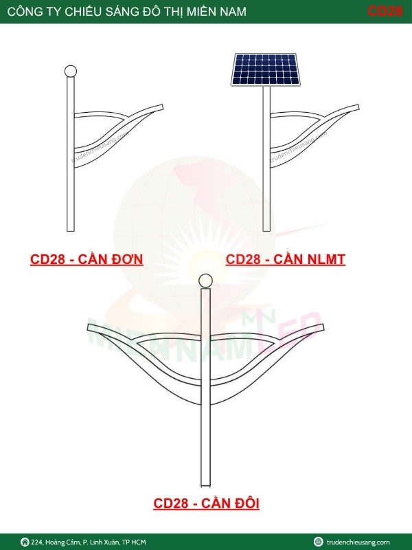 Cần đèn đường năng lượng mặt trời