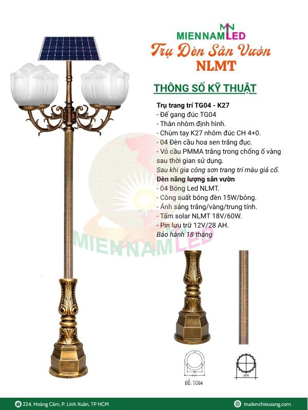 Cột đèn sân vườn năng lượng mặt trời