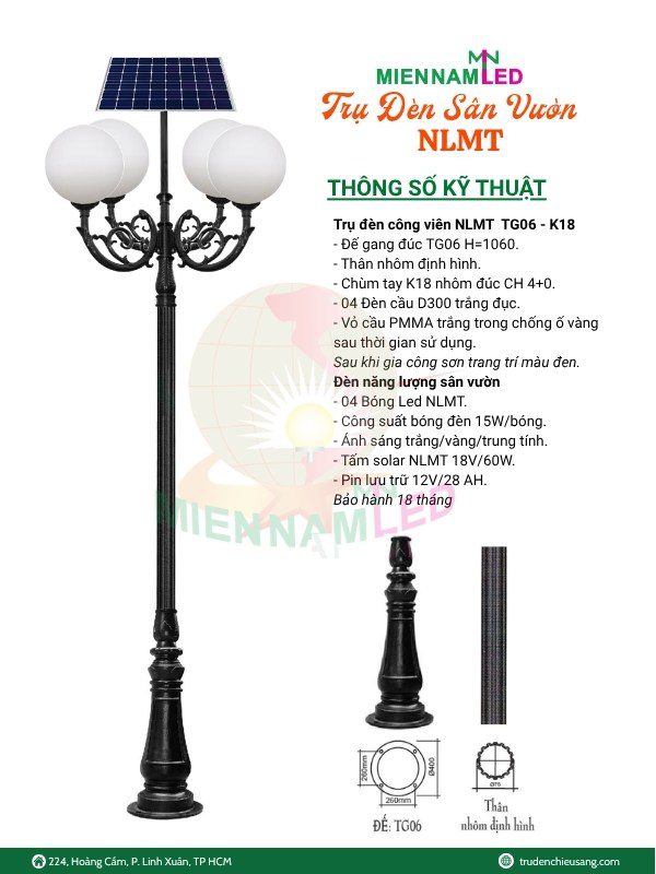 Trụ đèn công viên năng lượng mặt trời