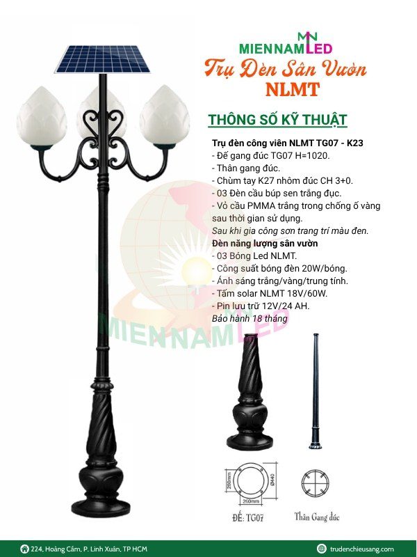 Cột đèn công viên năng lượng mặt trời