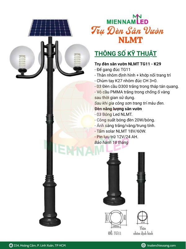 Trụ đèn sân vườn năng lượng mặt trời