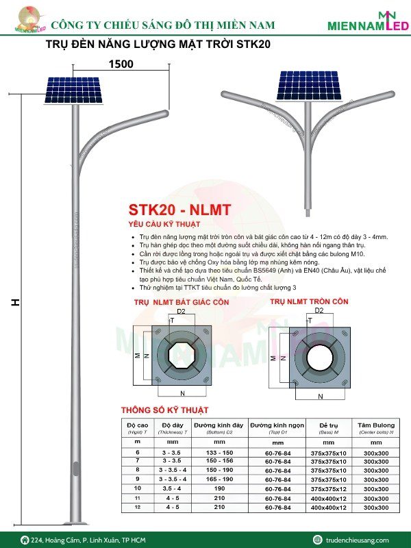 cột đèn năng lượng mặt trời STK20