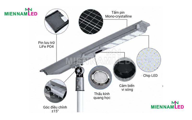 đèn năng lượng mặt trời liền thể 60w