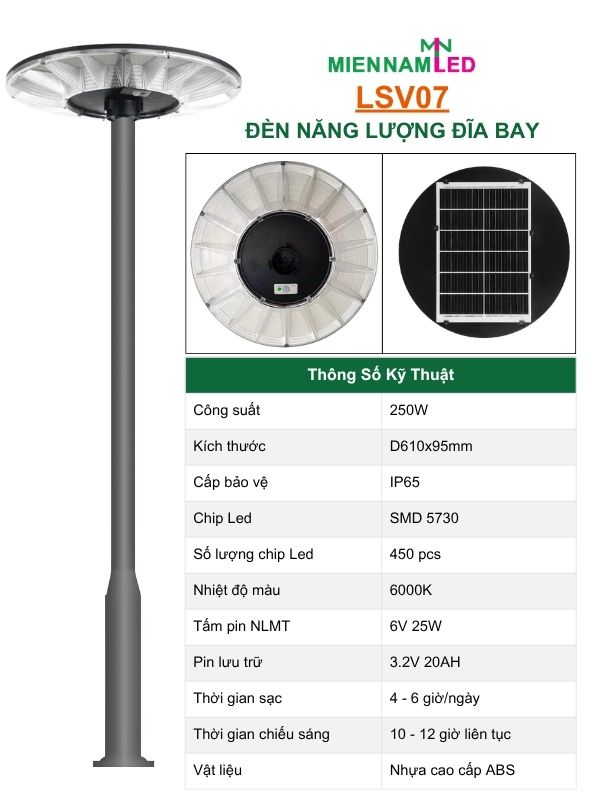 đèn đĩa bay năng lượng mặt trời 250W LSV07