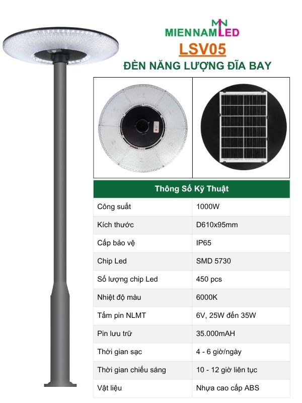 đèn năng lượng mặt trời đĩa bay 1000W LSV05