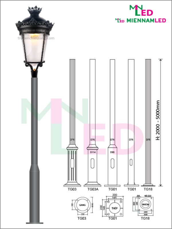 trụ đèn chiếu sáng sân vườn