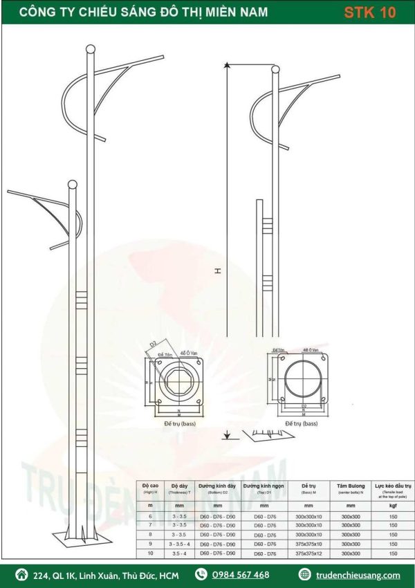 cột đèn đường 6m