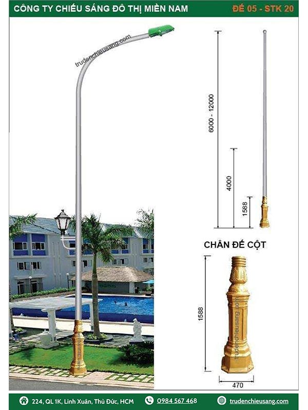 chân đế trụ đèn