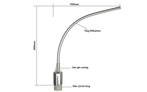 Cần đèn bắt đầu cột bê tông
